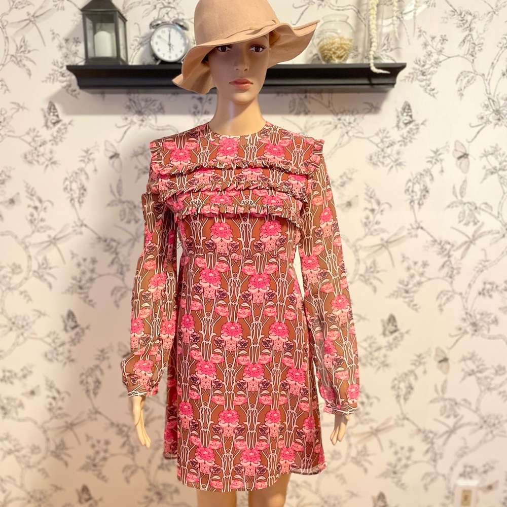 Floral Print Ruffle Mini Dress